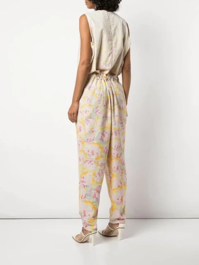 Shop Anntian Abstract Print Jumpsuit In Neutrals