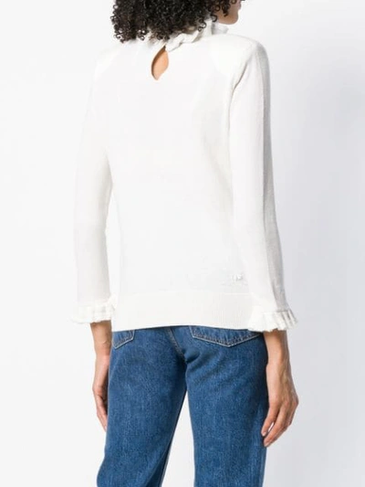Shop Barrie Flying Lace Cashmere Turtleneck Pullover In White