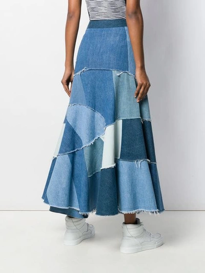Shop Junya Watanabe Patchwork Denim Skirt - Blue