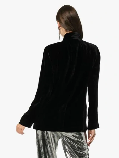 Shop Frame Tie Neck Collarless Silk Blend Velvet Blazer In Black
