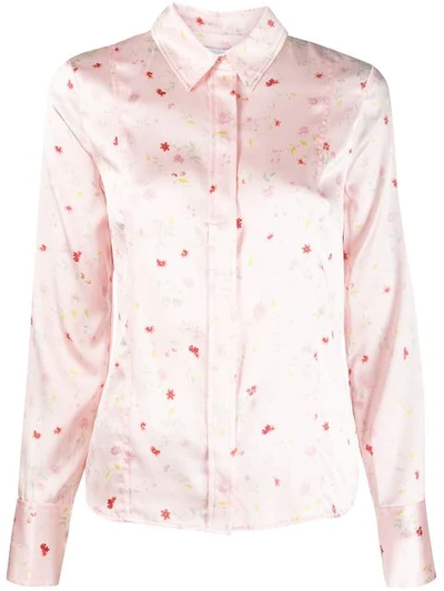 Shop Ganni Floral Blouse - Pink