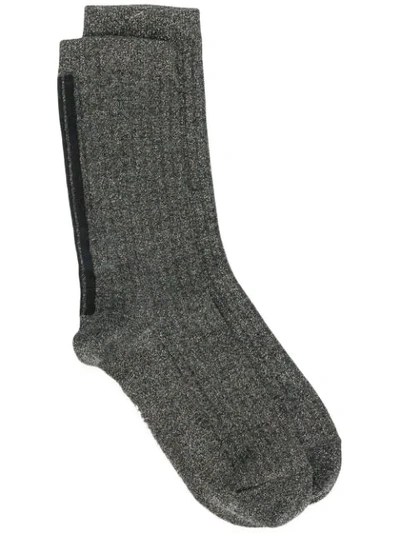 Shop Isabel Marant Metallic Thread Socks In 01bk Black