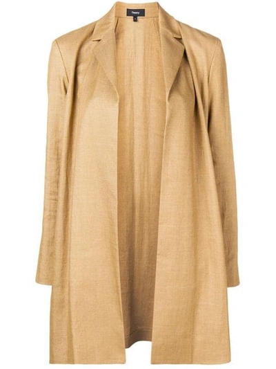 Shop Theory Open Front Coat In Neutrals