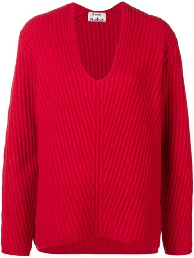 Shop Acne Studios Deborah V-neck Sweater - Red