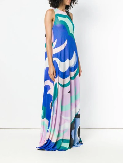 Shop Emilio Pucci Abstract Print Maxi Dress - Blue