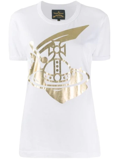 Shop Vivienne Westwood Anglomania Logo Printed T-shirt In White