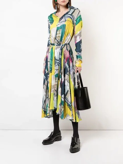 Divka Abstract Print Shirt Dress In Green