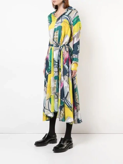 Divka Abstract Print Shirt Dress In Green