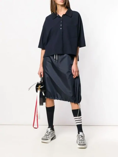 Shop Thom Browne Piqué Cotton Oversized Pocket Polo In Blue