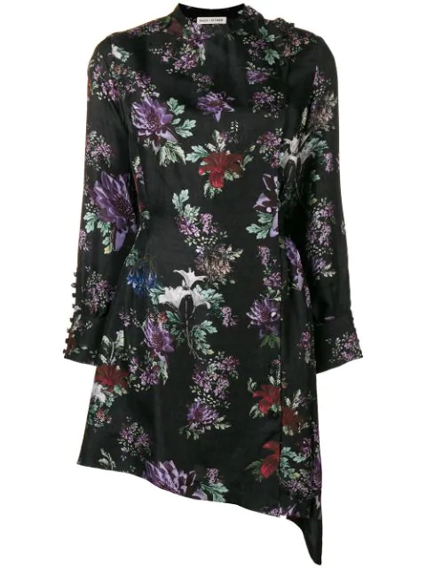 Each X Other Floral Printed Asymmetric Dress In Black | ModeSens