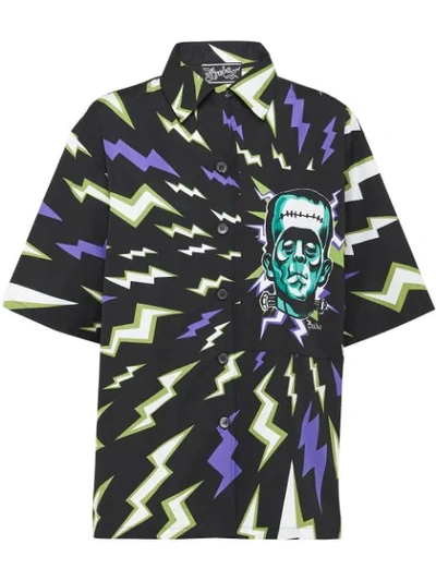 Shop Prada Frankenstein Lightning Bolt Shirt In Green