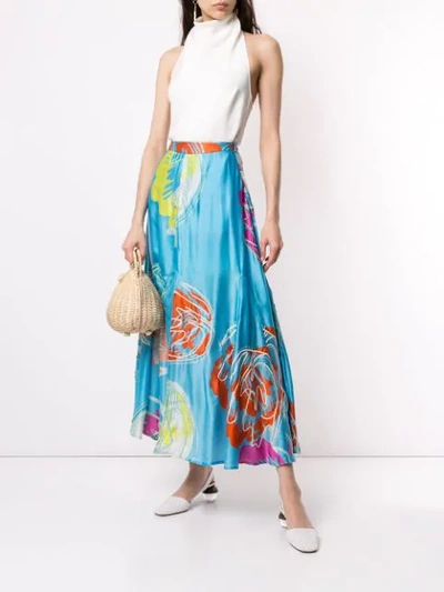 ALL THINGS MOCHI ABSTRACT FLORAL PRINT SKIRT - 蓝色