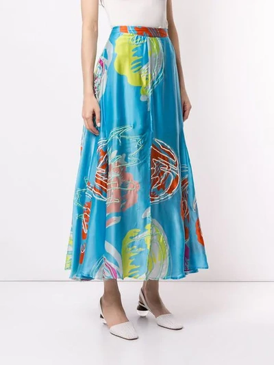 Shop All Things Mochi Abstract Floral Print Skirt In Blue