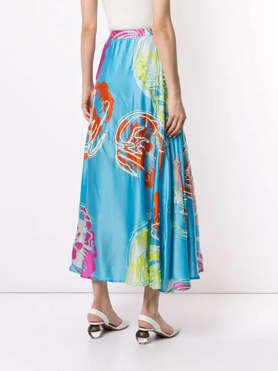 Shop All Things Mochi Abstract Floral Print Skirt In Blue