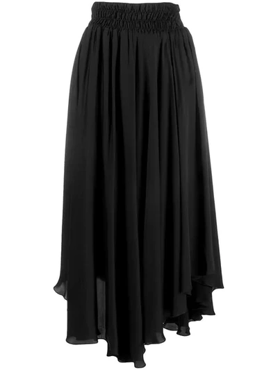 Shop Fabiana Filippi Asymmetric Pleated Skirt In Black