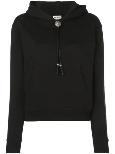 Shop Saint Laurent Hardware Drawstring Hoodie In Black