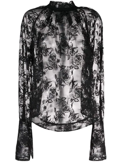 Shop Ann Demeulemeester Floral Lace Blouse In Black