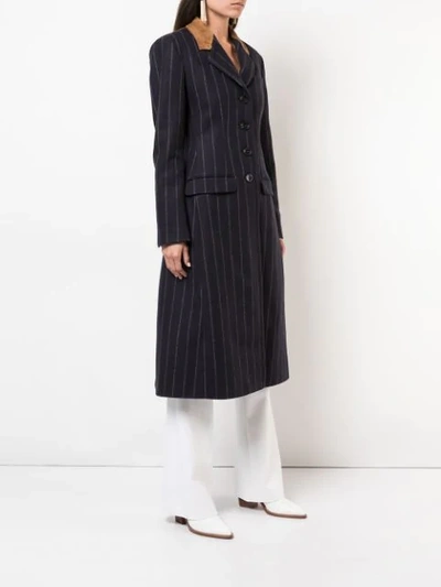 Shop Derek Lam Tailored Coat With Leather Detail - Blue