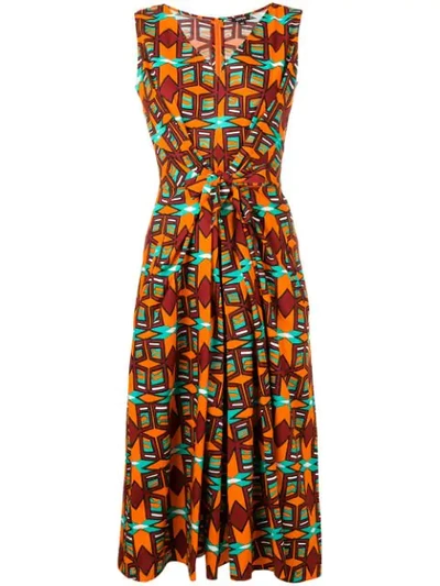 Shop Aspesi Orange Fitted Dress In Brown