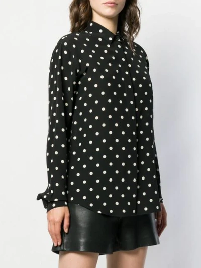 Shop Saint Laurent Polka Dot Shirt In Black
