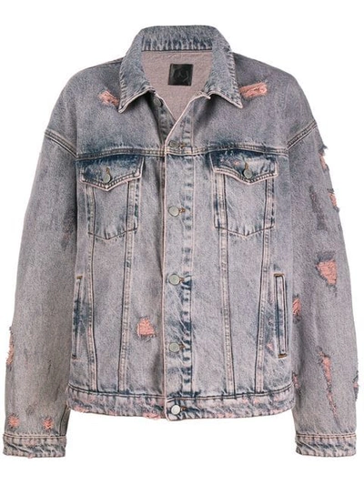 Shop Alchemist Distressed Denim Jacket - Grey