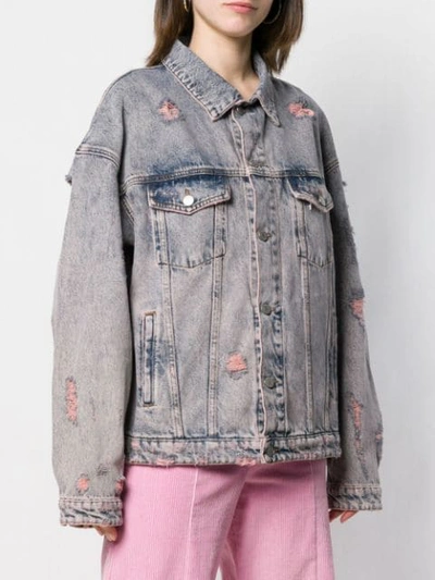 Shop Alchemist Distressed Denim Jacket - Grey