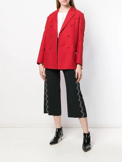 Shop Red Valentino Scalloped Stitch Culottes In Black