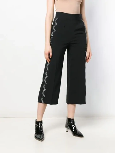 Shop Red Valentino Scalloped Stitch Culottes In Black