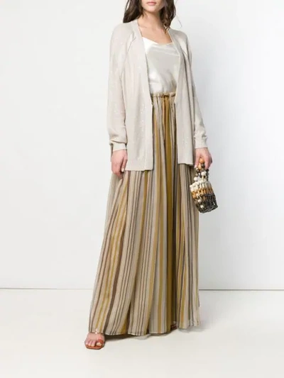 Shop Brunello Cucinelli Long Line Sequins Cardigan In C2976 Latte