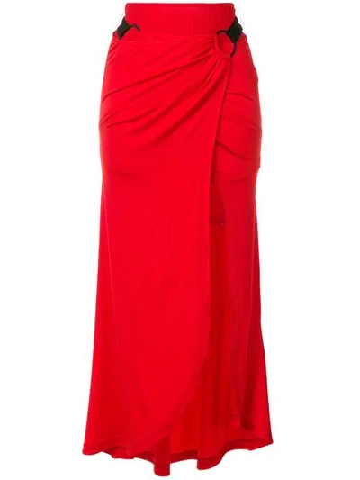 Shop Paco Rabanne Side Slit Skirt In Red