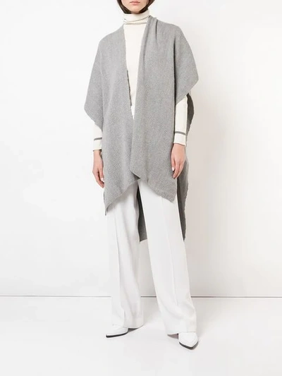 Voz Hand-woven Poncho In Grey