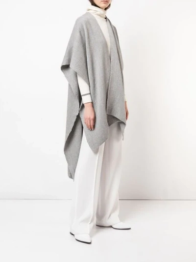Shop Voz Hand-woven Poncho In Grey