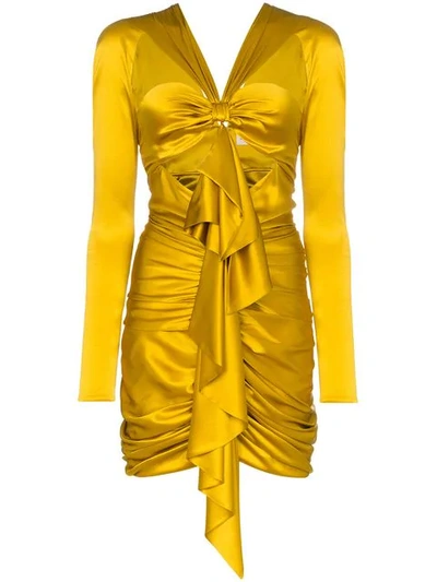 Shop Alexandre Vauthier Ruffled Front Mini-dress In Gold