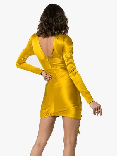 Shop Alexandre Vauthier Ruffled Front Mini-dress In Gold