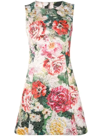 Shop Dolce & Gabbana Floral A-line Dress In Green
