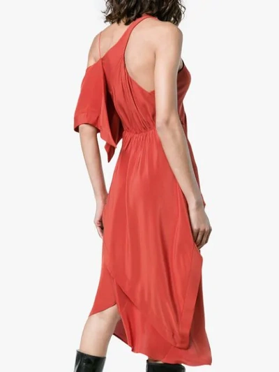 Shop Kitx Diversity Spiral Draped Silk Dress In Red