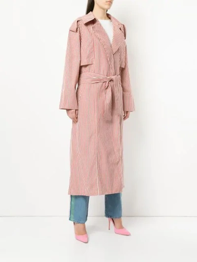 Shop Walk Of Shame Striped Trench Coat - Red