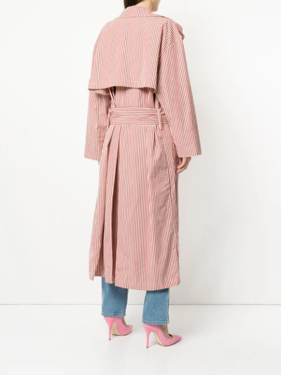 Shop Walk Of Shame Striped Trench Coat - Red