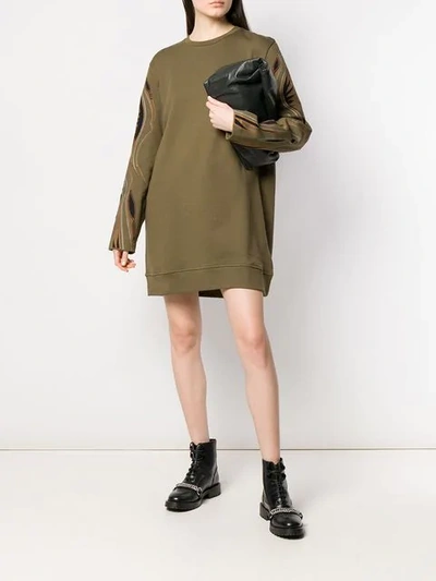 Shop Diesel Black Gold Western Embroidered Jumper Dress In Green