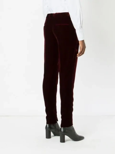 Shop Saint Laurent Velvet Tailored Trousers In Red