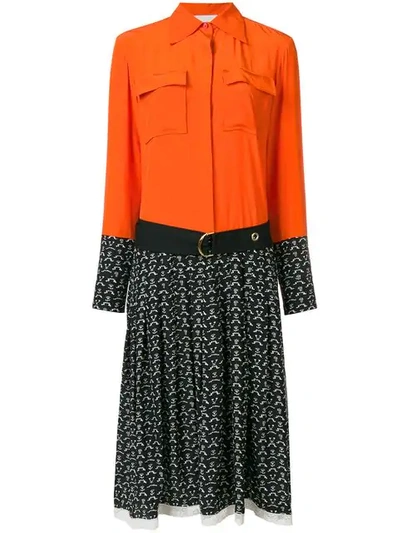 Shop Chloé Pleated Shirt Dress In Orange