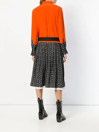 Shop Chloé Pleated Shirt Dress In Orange