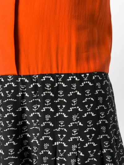 Shop Chloé Pleated Shirt Dress In Orange
