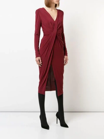 Shop Jason Wu Ruched Detail Slit Dress In Bordeaux