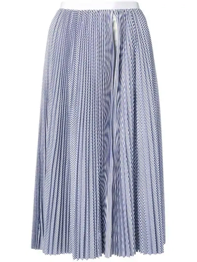 Shop Sacai Pleated Midi Skirt - Blue