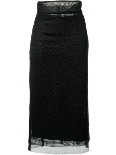 Shop Dolce & Gabbana Mesh Panel Pencil Skirt In Black