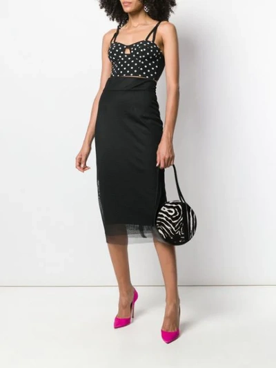 Shop Dolce & Gabbana Mesh Panel Pencil Skirt In Black