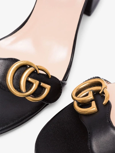 Shop Gucci Black Gg Marmont 75 Leather Sandals