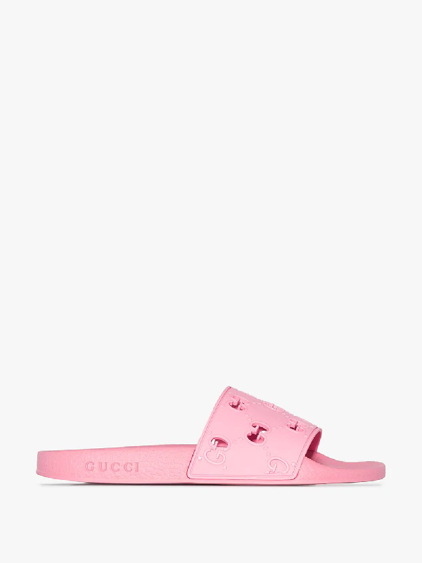 gucci pink rubber slides