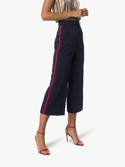 Shop Gucci Web Stripe Culottes In Blue